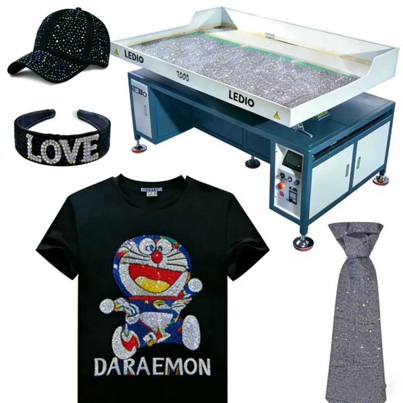 Ledio Stainless Steel Automatic Rhinestone Trimming & Embroidery Machine with Custom Fabric Options 220V for Garment Industry